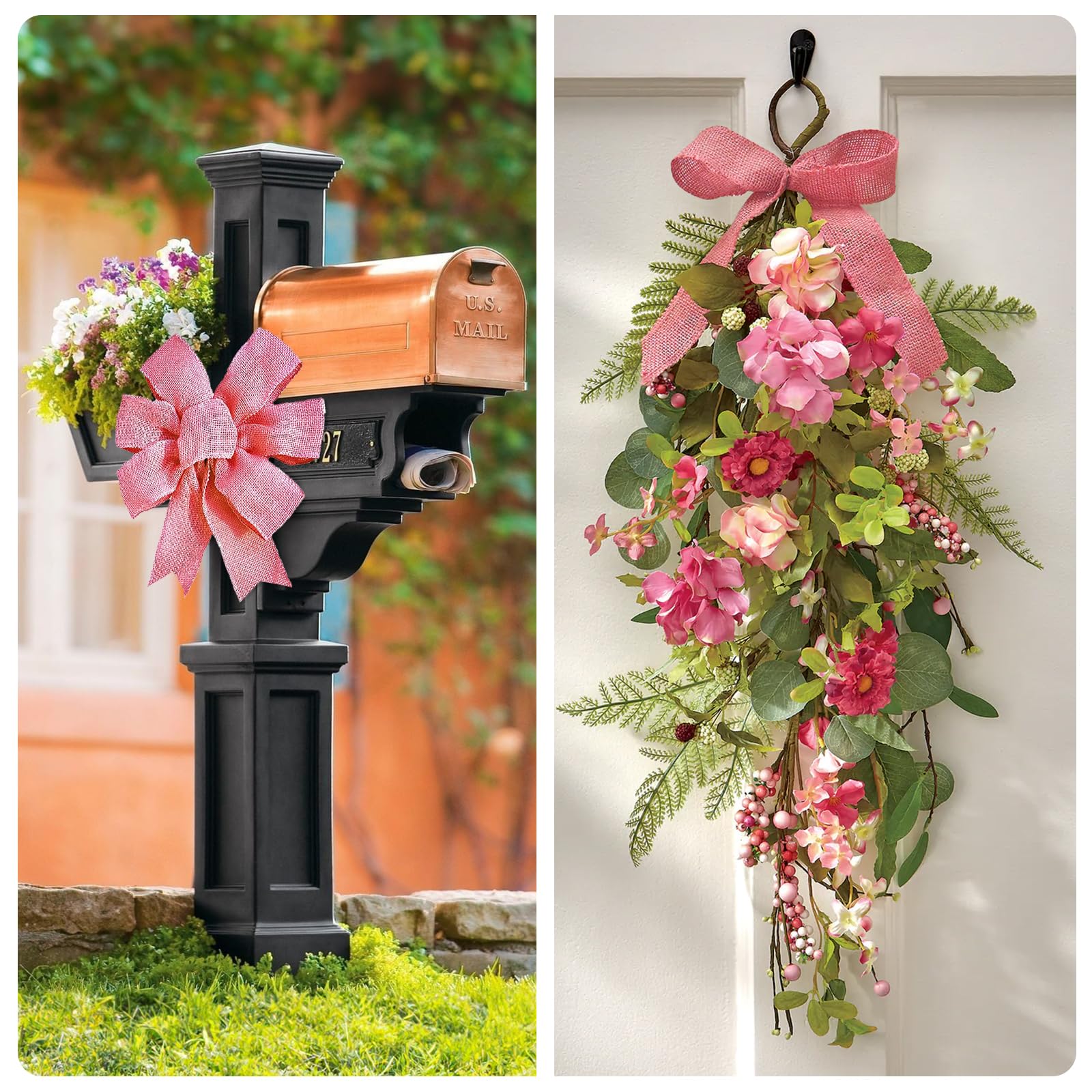 Nastro Di Iuta Rosa Vintage 4cm X 10m - Con Filo Metallico, Per Decorazioni, Matrimoni E Confezioni Regalo - Foto 5