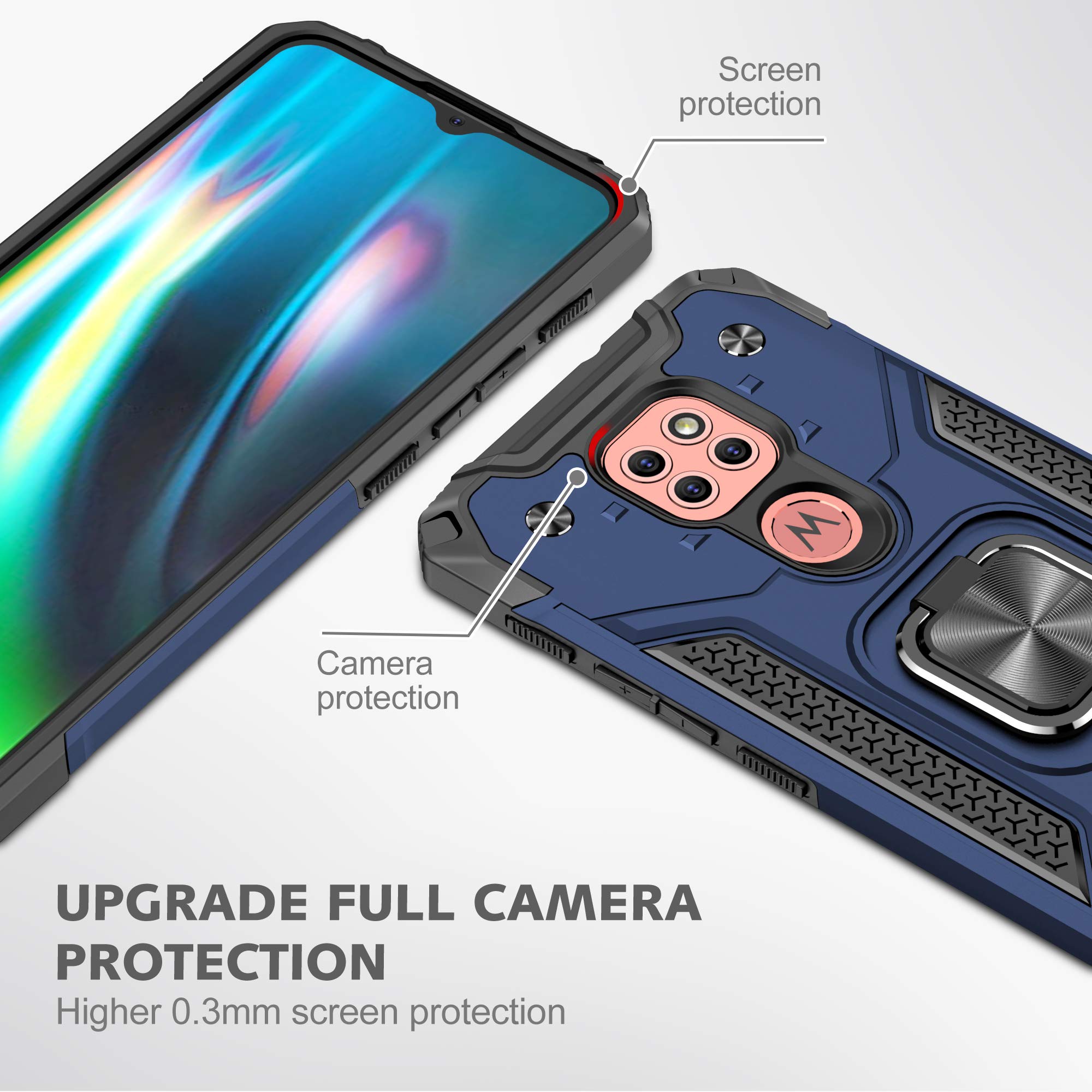 Per MOTOROLA MOTO E7 PLUS COVER NERA CARBON ANTIURTO + PELLICOLA VETRO TEMPERATO