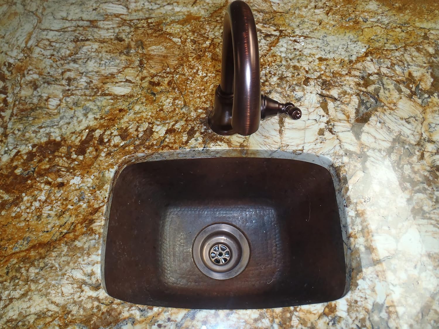 Miseno MC-NA200 Rectangular 12" Copper Drop-In or Undermount Bar Sink - Hand-Hammered Antique Copper