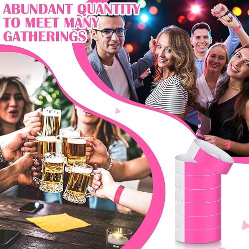 Miniatura 5 de Tudomro 300 pulseras de papel para eventos, pulseras impermeables de neón, pulseras de identificación de conciertos, bandas de mano, pulseras