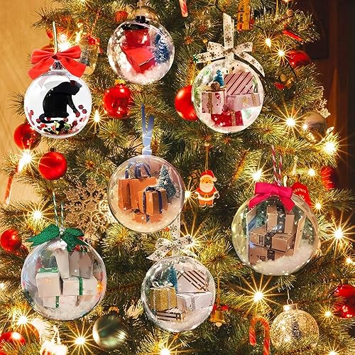 Miniatura 5 de 2024, mini paquetes de adornos de Navidad, bolas de Navidad transparentes, decoraciones de árbol de Navidad, divertidos adornos de Navidad (mini