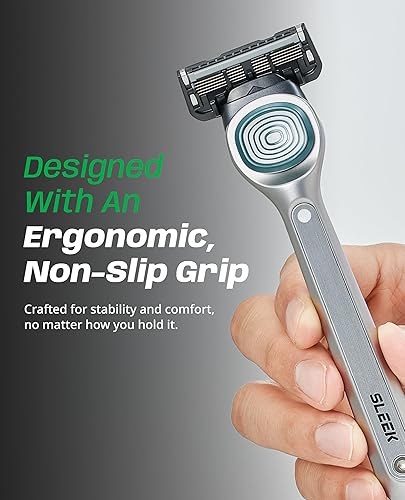 Miniatura 7 de DORCO SLEEK Navaja de 6 cuchillas para hombres con 7 cartuchos  Navajas de cartucho para hombres con mango y cuchillas de afeitado suave  Navajas