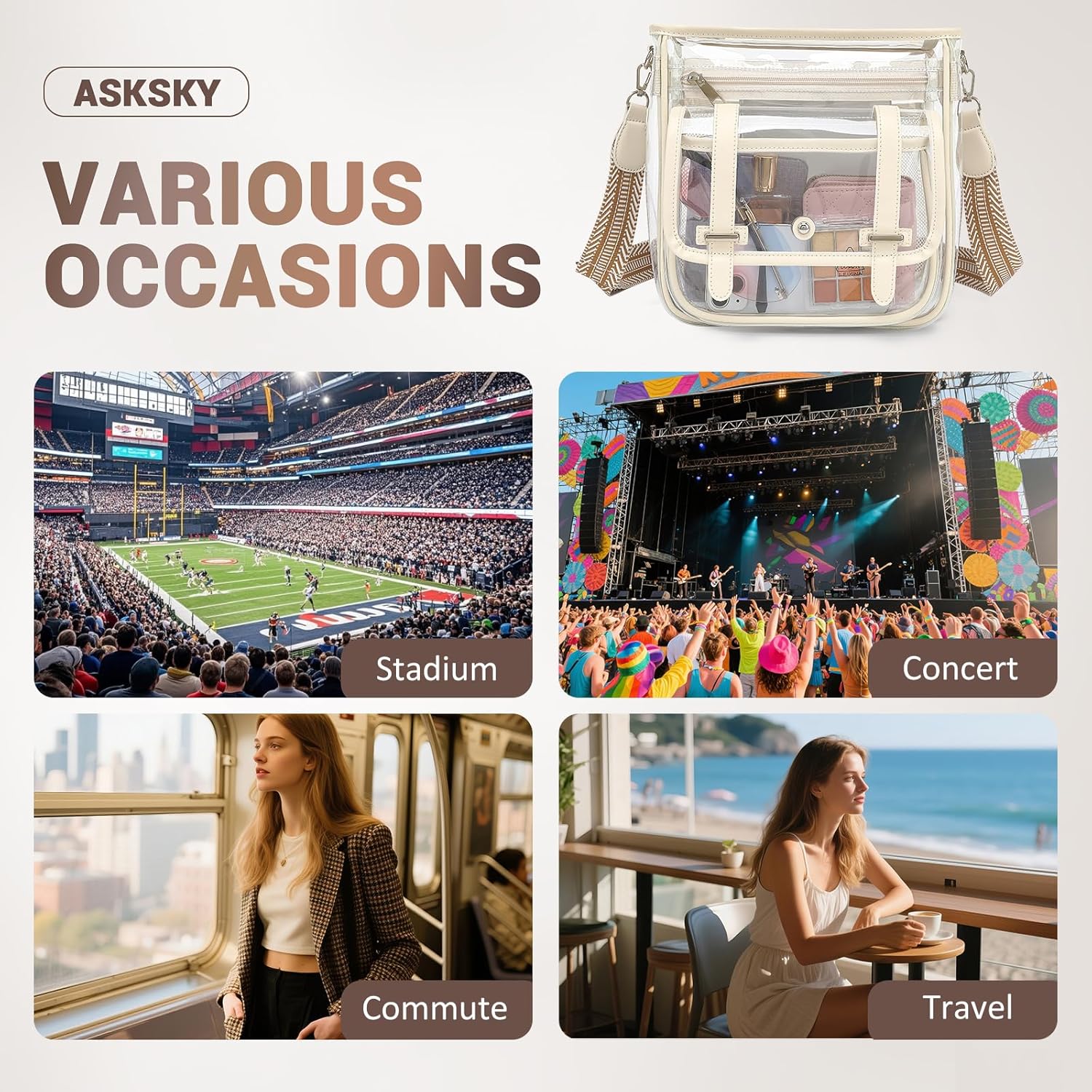 Clear Purse, PVC Clear Crossbody Bags for Women Heavy Duty Transparent Bag for Stadium Events See Through Concert Bag - Image 7