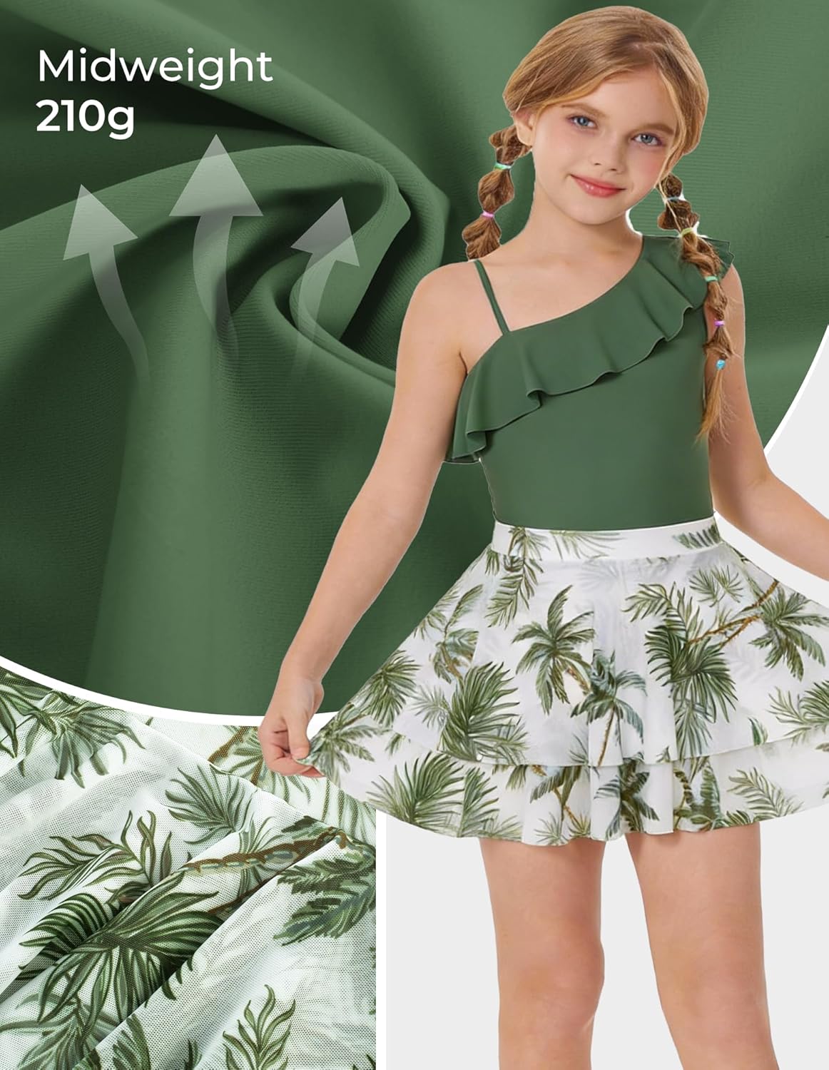 GRACE KARIN Girls Swimsuit with Skirt One Piece Bathing Suit Swimwear 6-14Y - Image 6