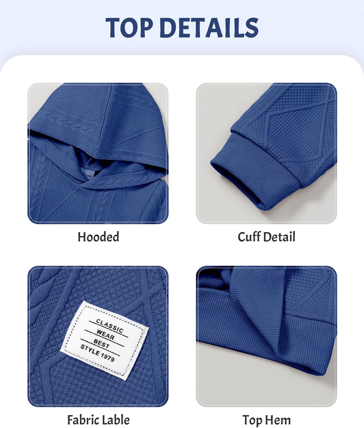 ZOEREA Toddler Baby Boy Clothes Sweatsuit Long Sleeve Hoodie Sweatshirt Top & Bottom Outfit Set Solid Color 1-5T - Image 3