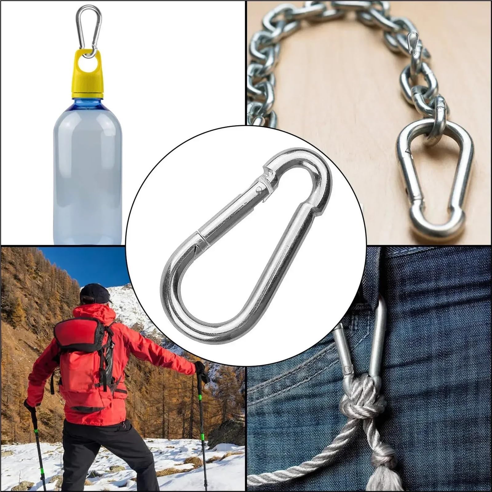 Schlüsselanhänger Clip 200 Stück Outdoor Klettern Aluminiumlegierung D-Form Karabiner Survial Schlüsselanhänger Camping Klettern Haken Clip Rucksack Schnalle Schlüsselanhänger