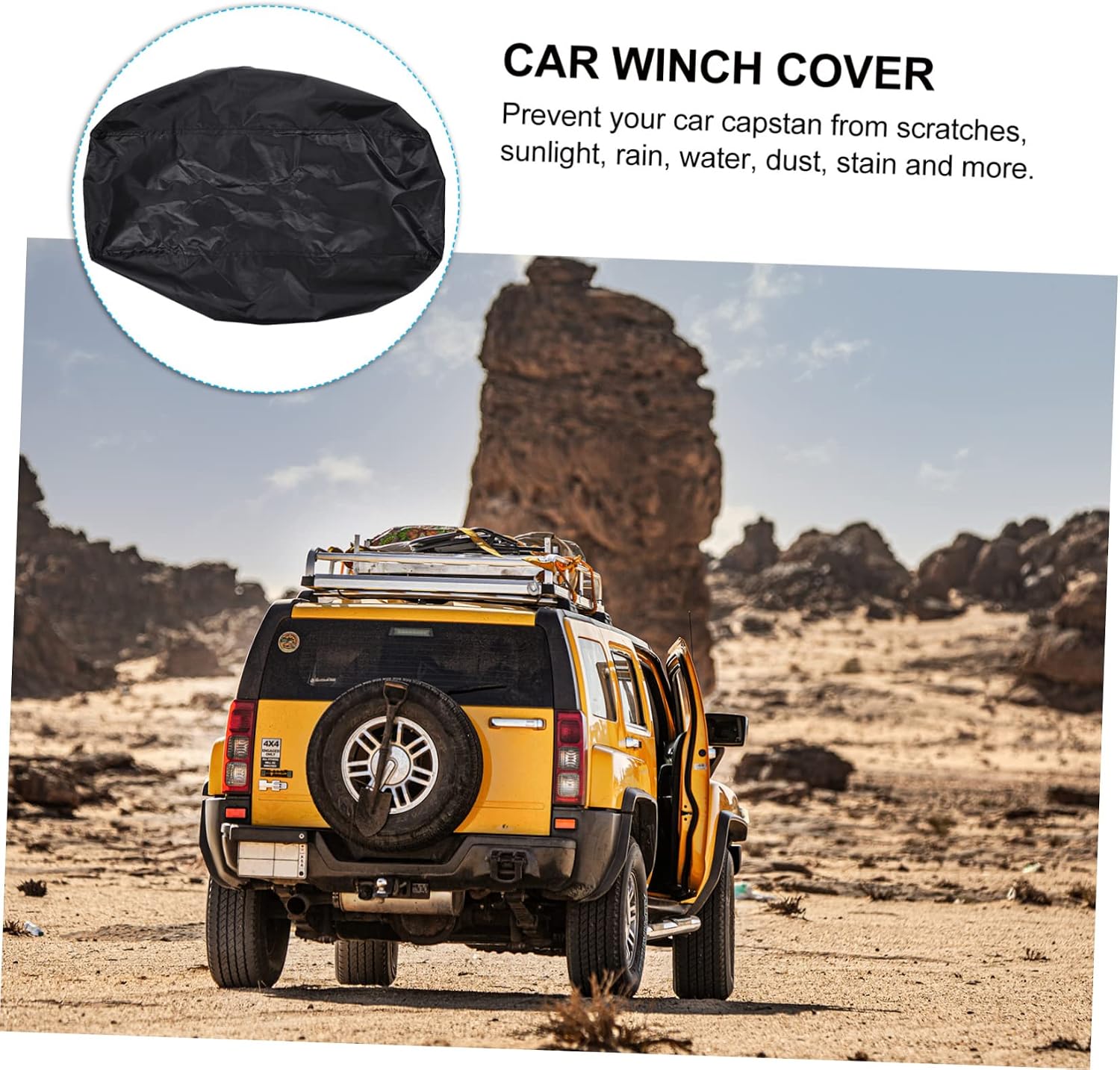 Zerodeko 1pc Winch Cover Heavy Duty Elastic Band Design for Suv Electric Protects against Rays and Wind