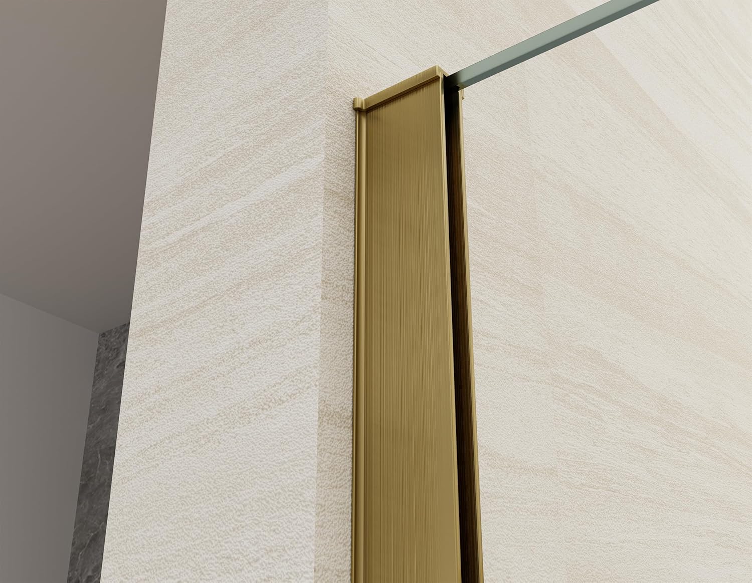 Shower Screen 36" x 76" Half Frameless Shower Wall Panel, Tempered Glass 3/8 inch, Easy to clean Coating, Fixed Glass Shower Door with Hardware (Brushed Gold)