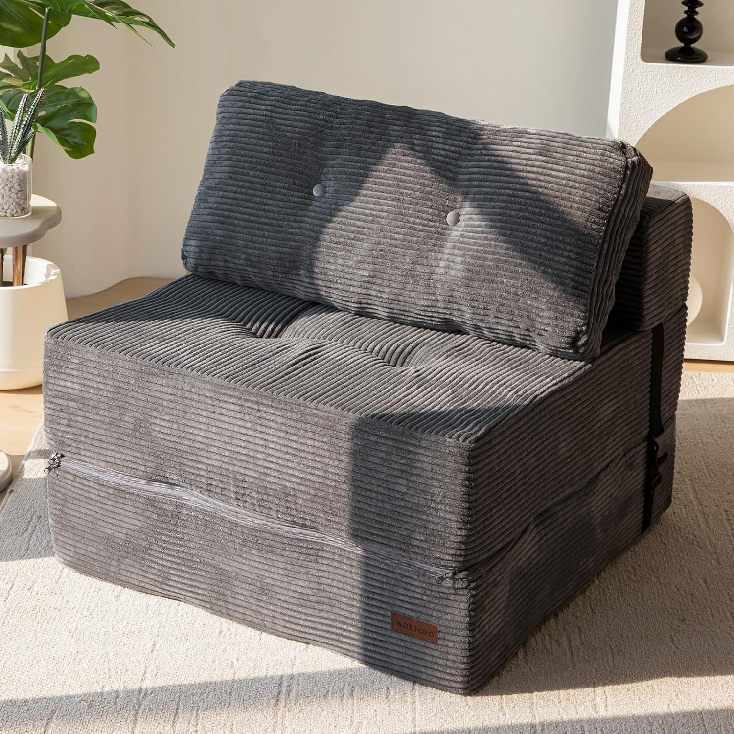 MAXYOYO Klappsofa Mit Schlaffunktion, Wandelbares Schlafsofa Mit Hochdichtem Stützschaum, Tragbarer 4-in-1-Klappstuhl, Der Sich In Eine Bodenliege Verwandeln Lässt, Vielseitiges Bodensofa