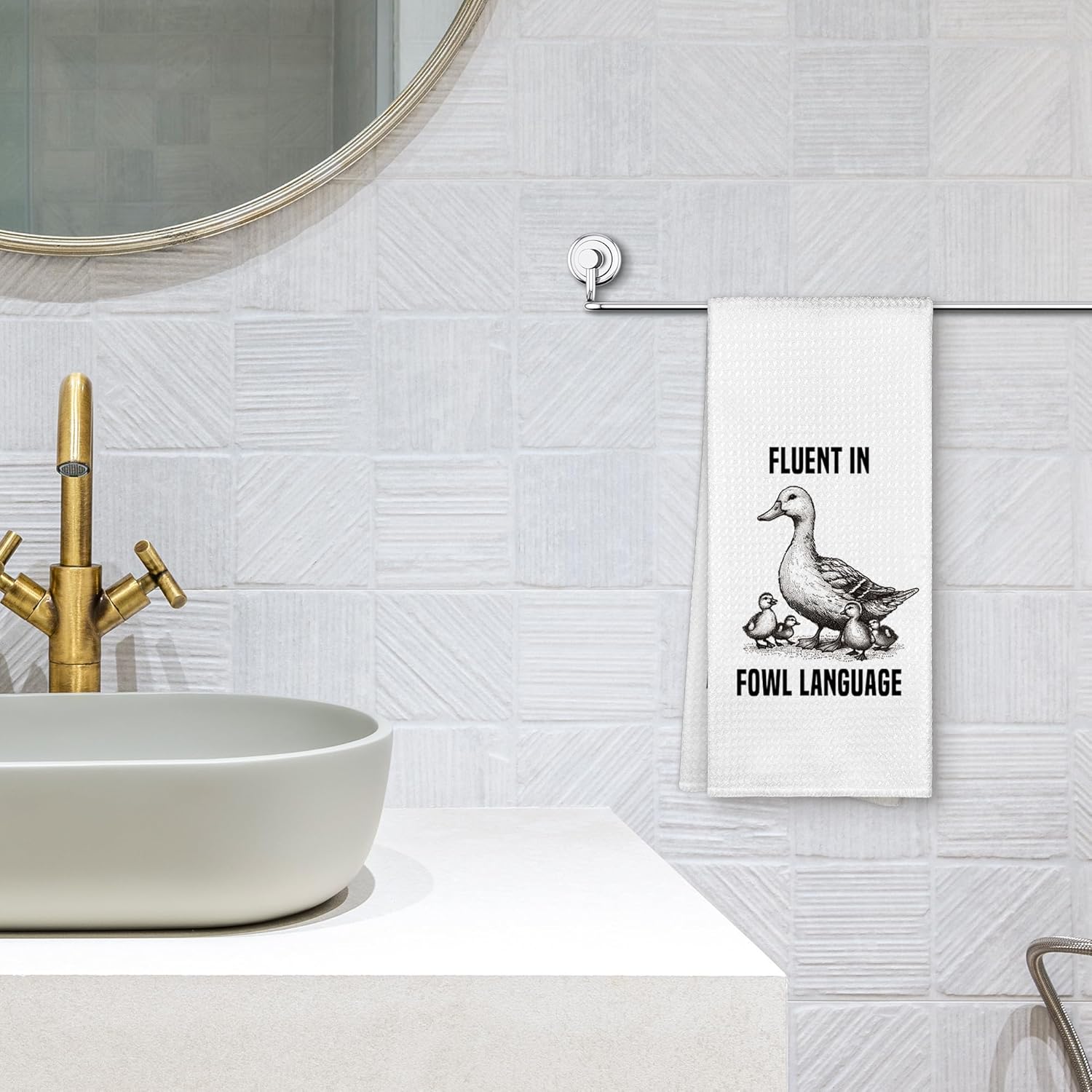Funny Duck Kitchen Towels Gifts Decorative, Farmhouse Duck Gifts for Women Dish Cloths Tea Towel, Fluent in Fowl Language Bathroom Kitchen Dishcloths Hand Towel Decor 16x24 - Image 5
