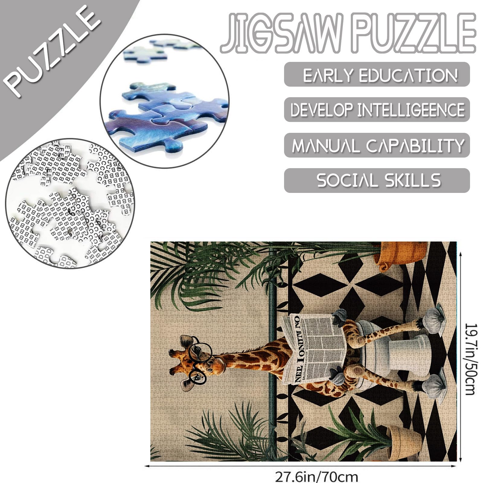 Tucocoo Cute Giraffe on the Toilet Jigsaw Puzzle 1000 Pieces for Adults Nordic Bath Art Home Decor Perfect Family Activity - Image 2