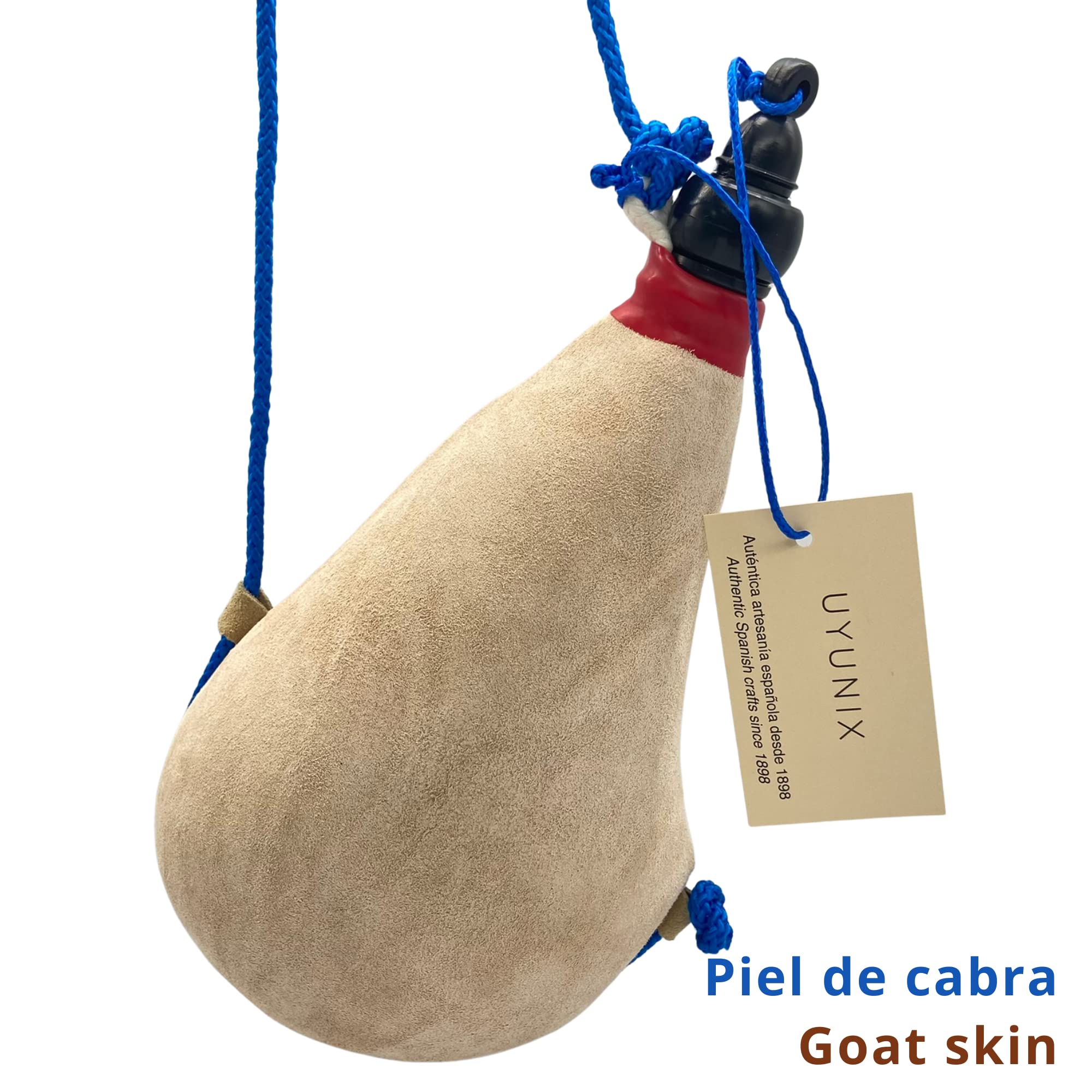 Gourde en Cuir Premium Outre de Vin Cuir de Chèvre Couleur naturelle Intérieur Latex Gourde Ancienne Botas pour le Transport et le Stockage de Boissons Disponible en 1L, 1.5L et 2L (1L)