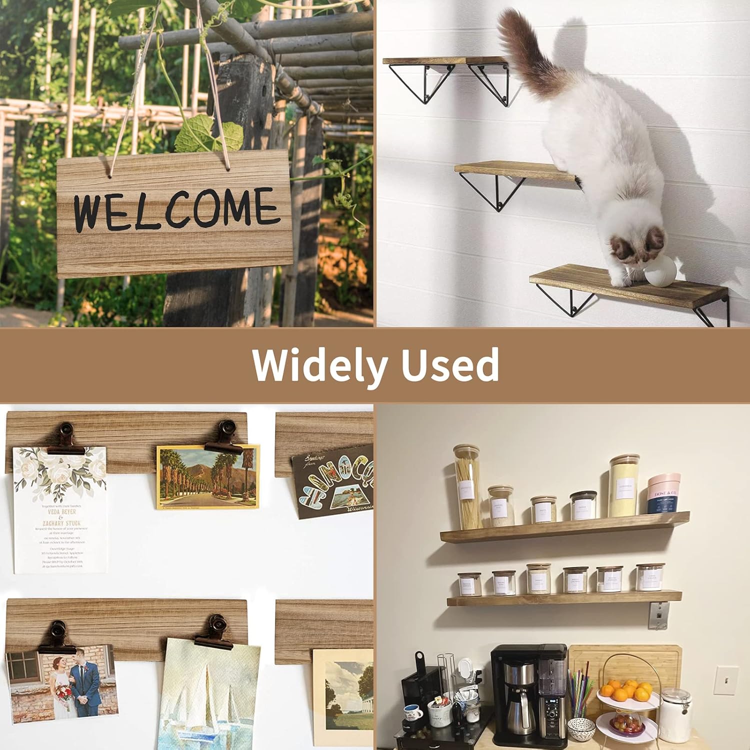 3Pack Rectangle Unfinished Wood Double Sided Carbonized Paulownia Wood Art Board Chipboard for Wall Shelf DIY Crafts Home Decorations Door Hanger Sign (11.4 * 6 * 0.59in) (Brown) image 2