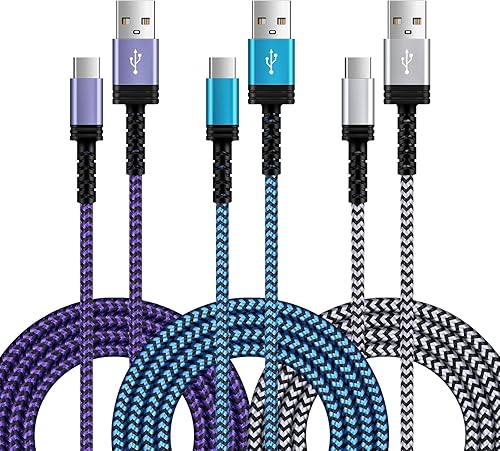 Cable de carga USB C, 1063 pies, paquete de 3 cable de carga rápida para Samsung Galaxy S25 EdgeS25 PlusS25 UltraS24S23S22S21, Z Flip 6 5 Z Fold 6