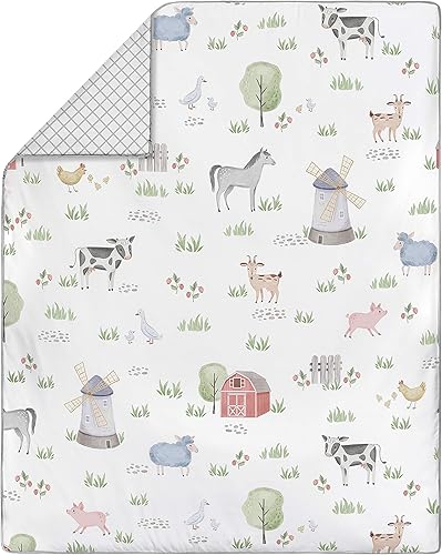 Miniatura 3 de Sweet Jojo Designs Juego de ropa de cama de cuna para niños o niñas, color gris, rojo, negro, blanco y negro, acuarela, granero, gris, verde,