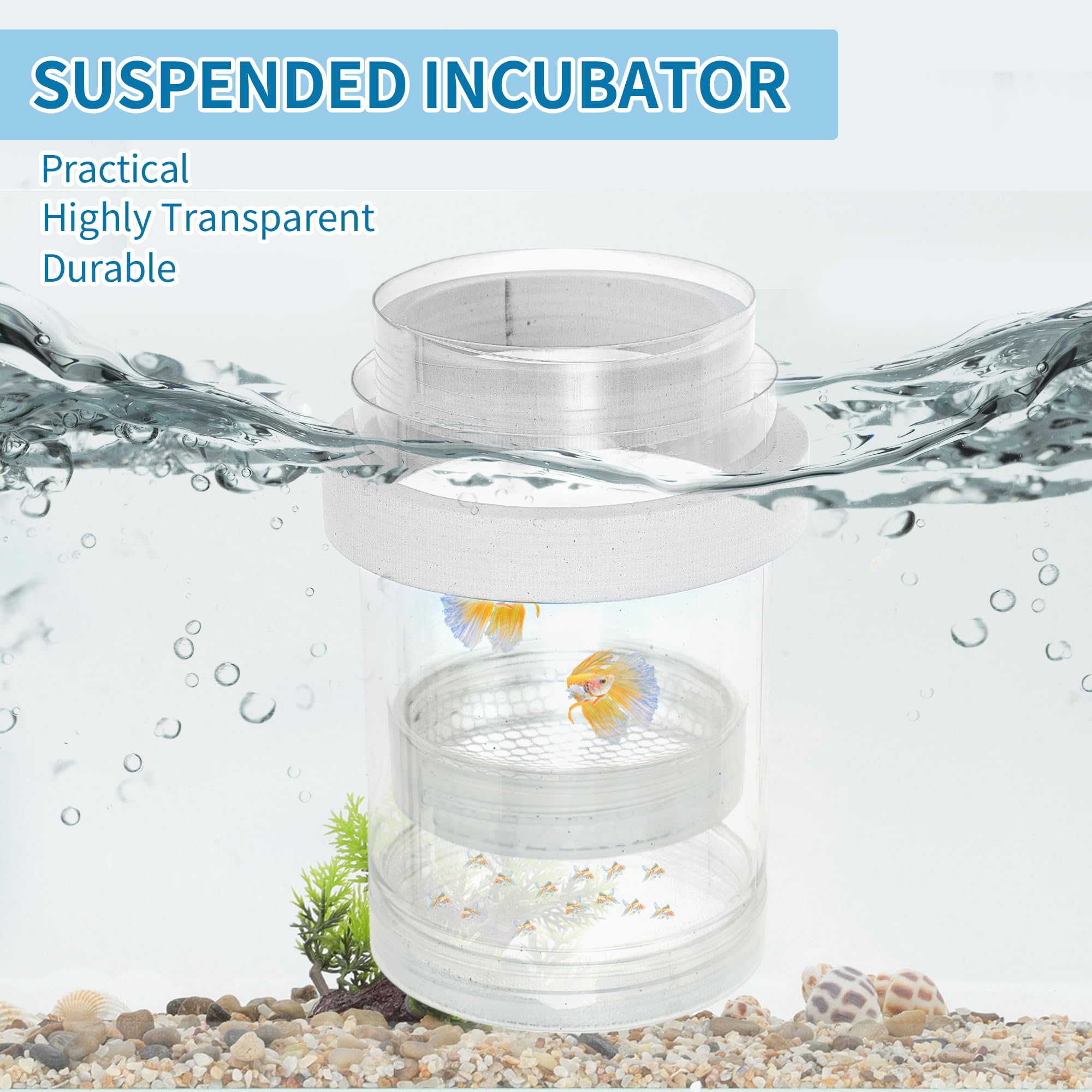 CAPASTEC Suspensions Breeder Box, Floating Mesh Isolation Fish Tank Separator Set, Ideal for Aquatic Pets Small, White, 1 Set - Image 2