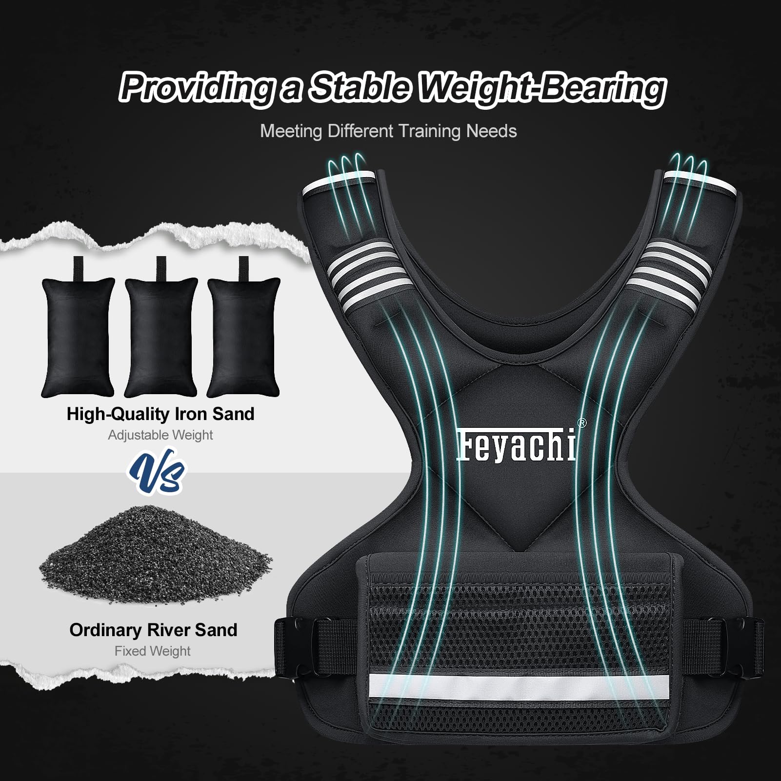 Feyachi Gewichtsweste 9 kg – X-Typ-Gewichtsweste mit reflektierenden Streifen für Damen und Herren, ideal für Lauftraining und Training