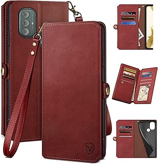 XcaseBar for Moto G Power 2022 5G Wallet case with ã€RFID Blockingã€‘ Credit Card Holder, Flip Folio Book PU Leather Phone case Shockproof Cover Women Men for Power2022 case Red