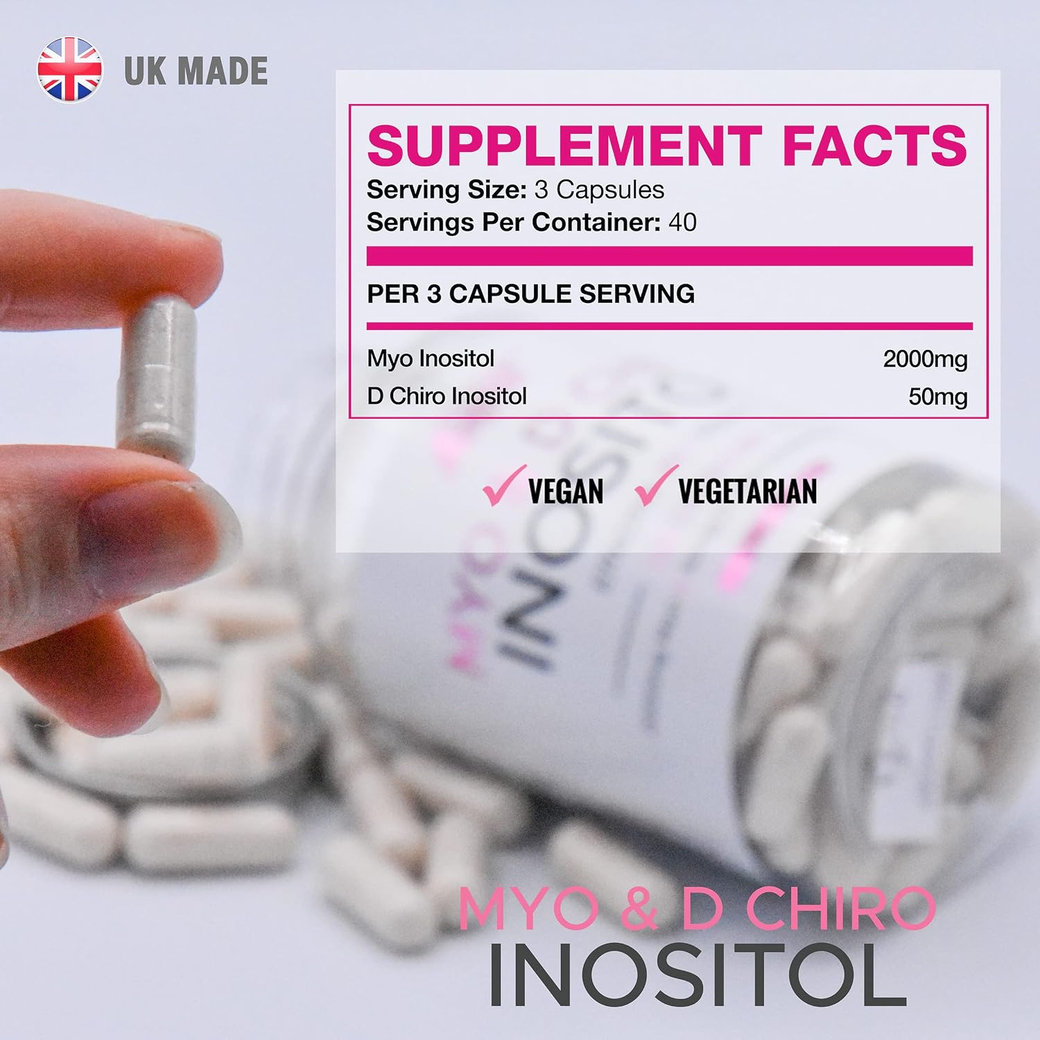 Myo-Inositol & D Chiro Inositol - Supports Women with PCOS -120 Capsules - Promotes Hormonal Balance & Normal Ovarian Function - Image 4