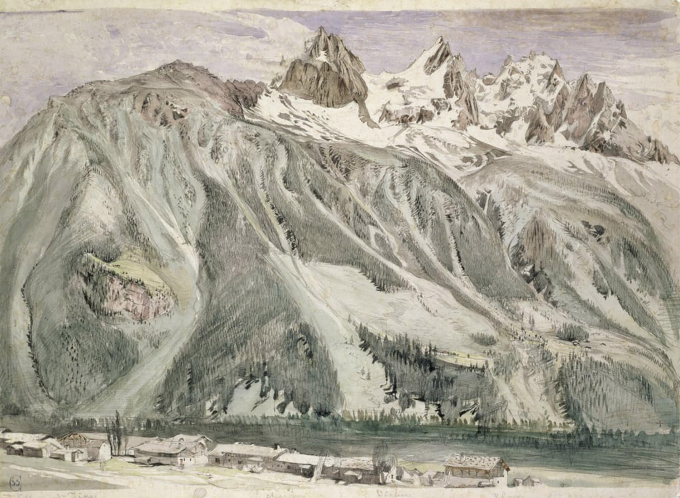 RZHRHJES Retro Picture Portrait Oil Painting Modern Wall Artwork Aiguilles of Chamonix by John Ruskin Canvas Poster for Home Decor 60x90cm