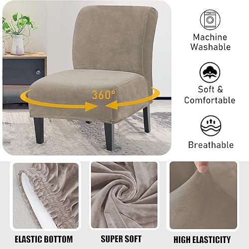 Miniatura 10 de UCCONO Fundas para sillas decorativas sin brazos, pantuflas de terciopelo grueso para sillas grandes de hotel, protector de muebles extraíble con