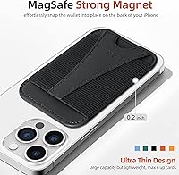 Vista 9 de HiWe Cartera Magsafe, cartera magnética Eiffel-Tower para iPhone serie 16/15/14/13/12, cartera de cuero, compatible con 6 tarjetas, delgado, bloqueo