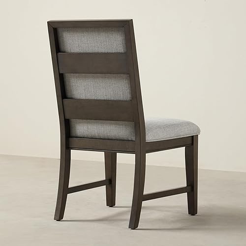 Miniatura 6 de Roundhill Furniture Aberll - Juego de 2 sillas de comedor tapizadas de madera maciza, color gris