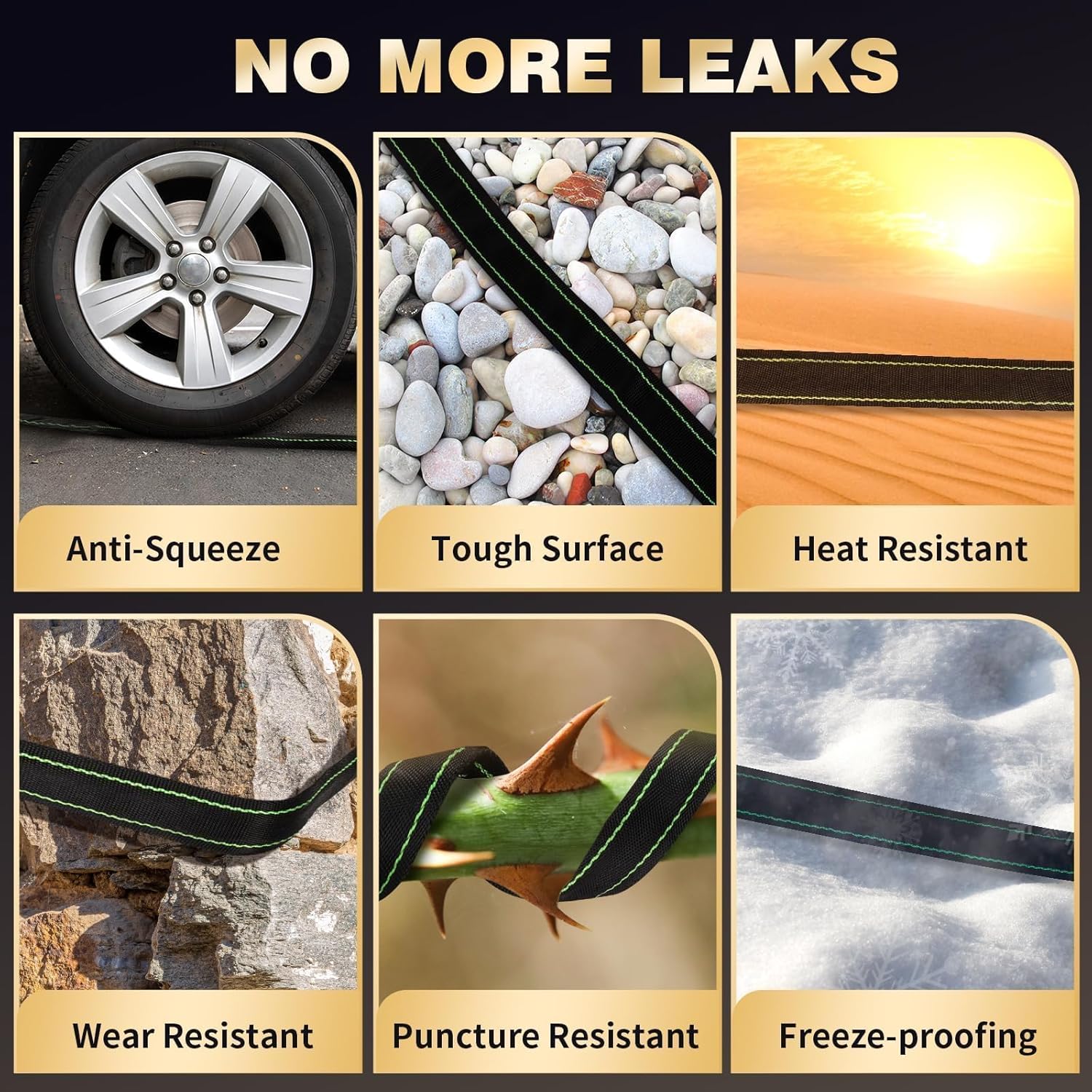 Garden Hose 100 ft Water Hose Flexible Heavy Duty Outdoor Lightweight No Kink Long Non-Expandable High Pressure Flat Hoses Pipe 100’ Strong 3/4’’ Brass Fitting for Outside Yard Lawn Car Wash