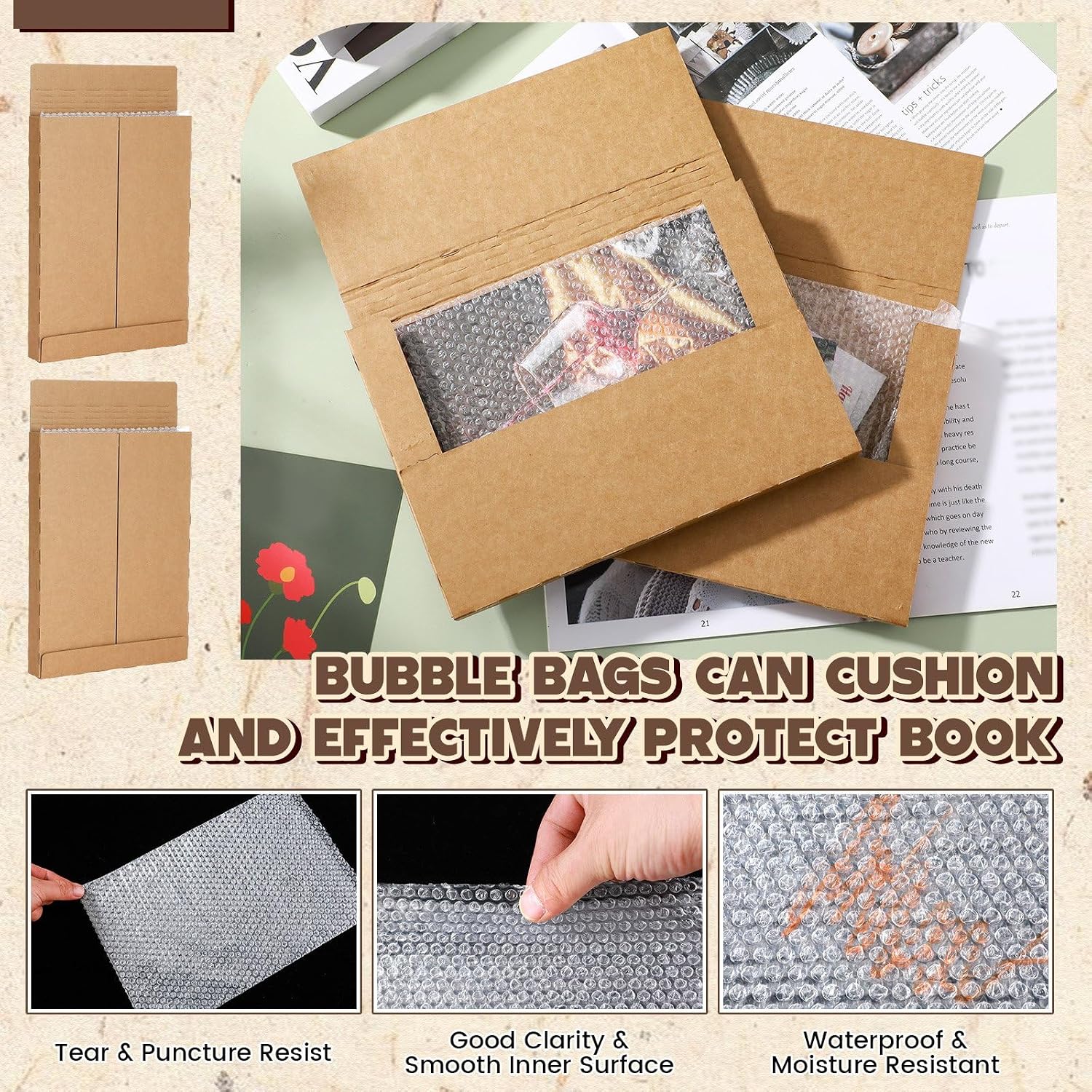 Feifeiya 100 Pack Corrugated Comic Book Mailers, 7.8 x 11 x 1.2 Inch, Brown image 3