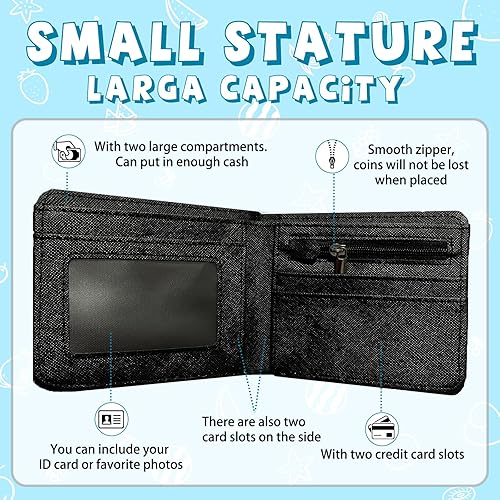 Miniatura 3 de Bonita cartera de cuero para mujer y niña, doble pliegue, tarjeta de crédito, billetera cero, adecuada para carteras de hombres y mujeres, Cartera