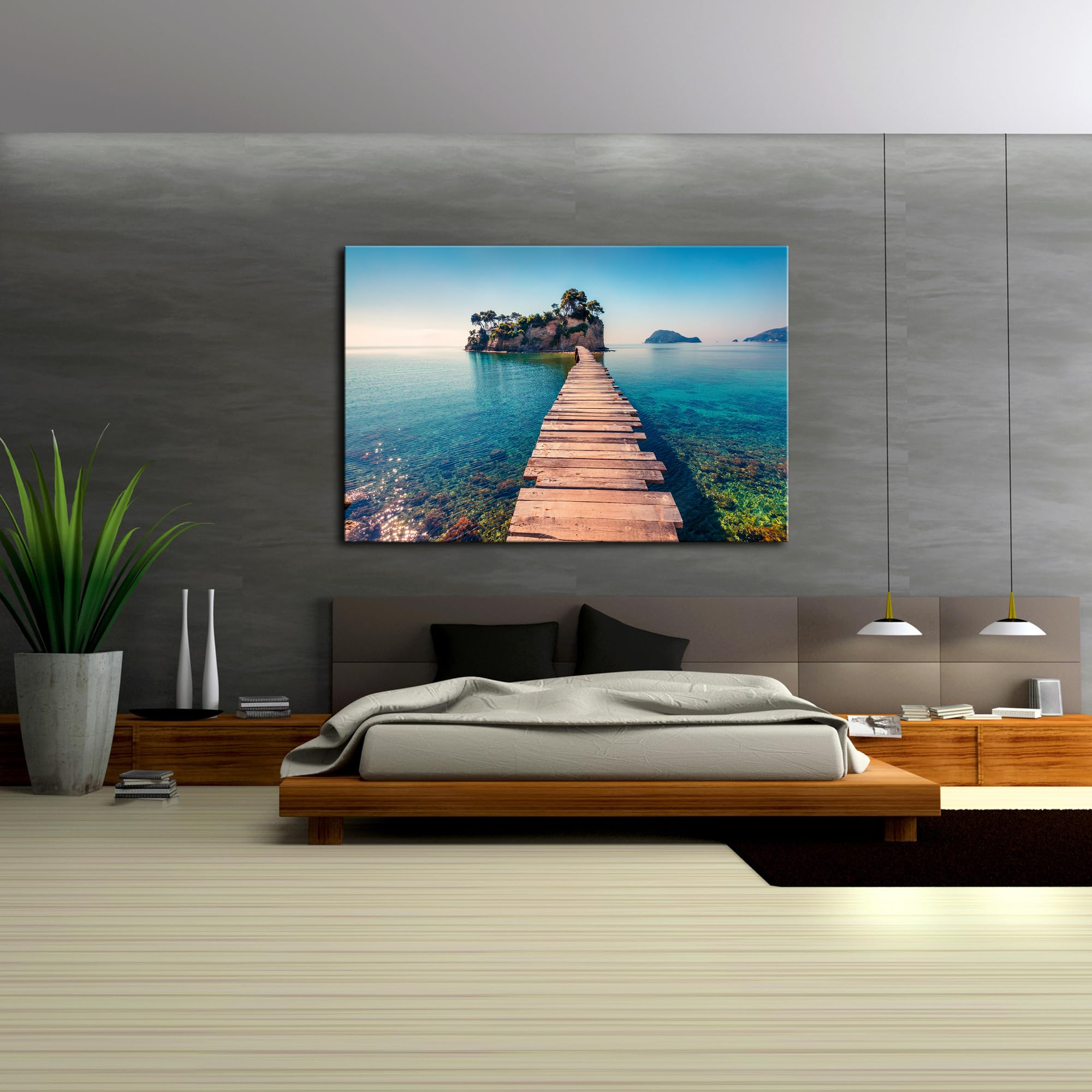 Visario cuadro lienzo muelle playa 120x80 cm 5033