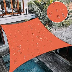 SUNNY GUARD Waterproof Sun Shade Sail 10' x 13' Orange Red Rectangle UV Block Sunshade for Backyard Yard Deck Patio Garden Outdoor Activities and Facility