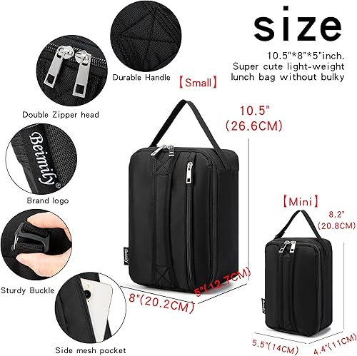 Miniatura 2 de BEIMILY - Lonchera pequeña aislada, lonchera para hombres, mujeres y adultos, lonchera refrigerada portátil, bolsa de mano con aislamiento suave