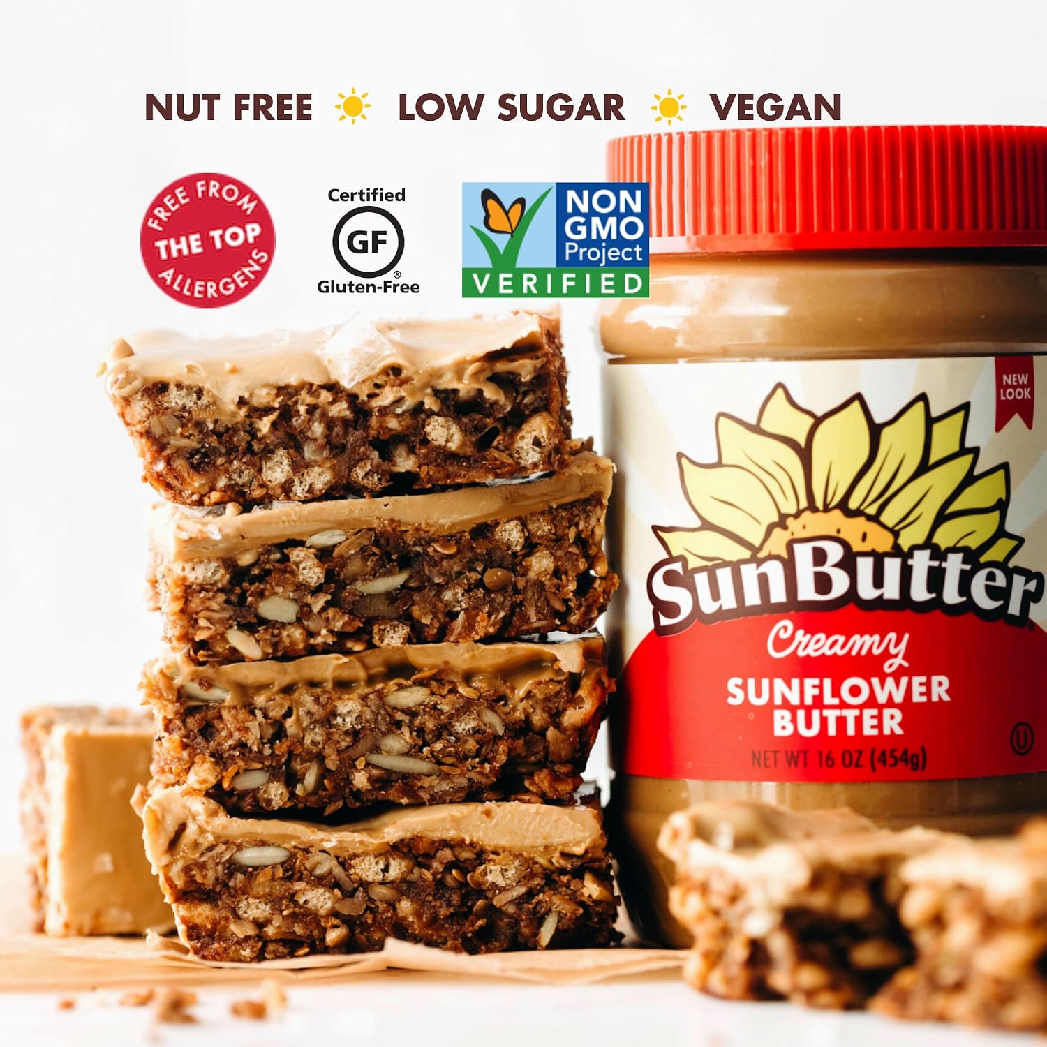 SunButter Creamy Sunflower Seed Butter, 16 oz Nut-Free Spread with 7g Plant-Based Protein, Roasted Rich & Savory Flavor, Smooth Texture | Vegan, Kosher & Non-GMO (Pack of 2) image 5