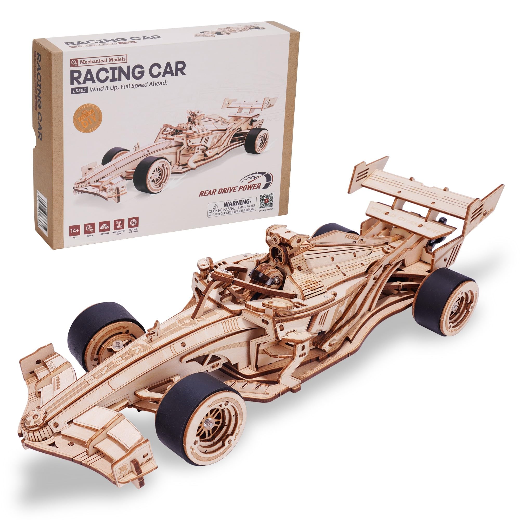 ROWOOD Kit di modelli di auto da corsa in legno per adulti e ragazzi da costruire, puzzle in legno 3D, kit di costruzione di modelli di veicoli, kit di artigianato fai da te, regalo creativo per lui