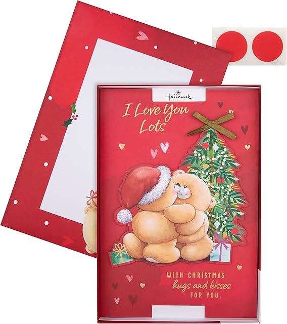 Hallmark Boxed Christmas Card for One I Love - Cute Forever Friends with Hearts Design, 25575220, Multicoloured