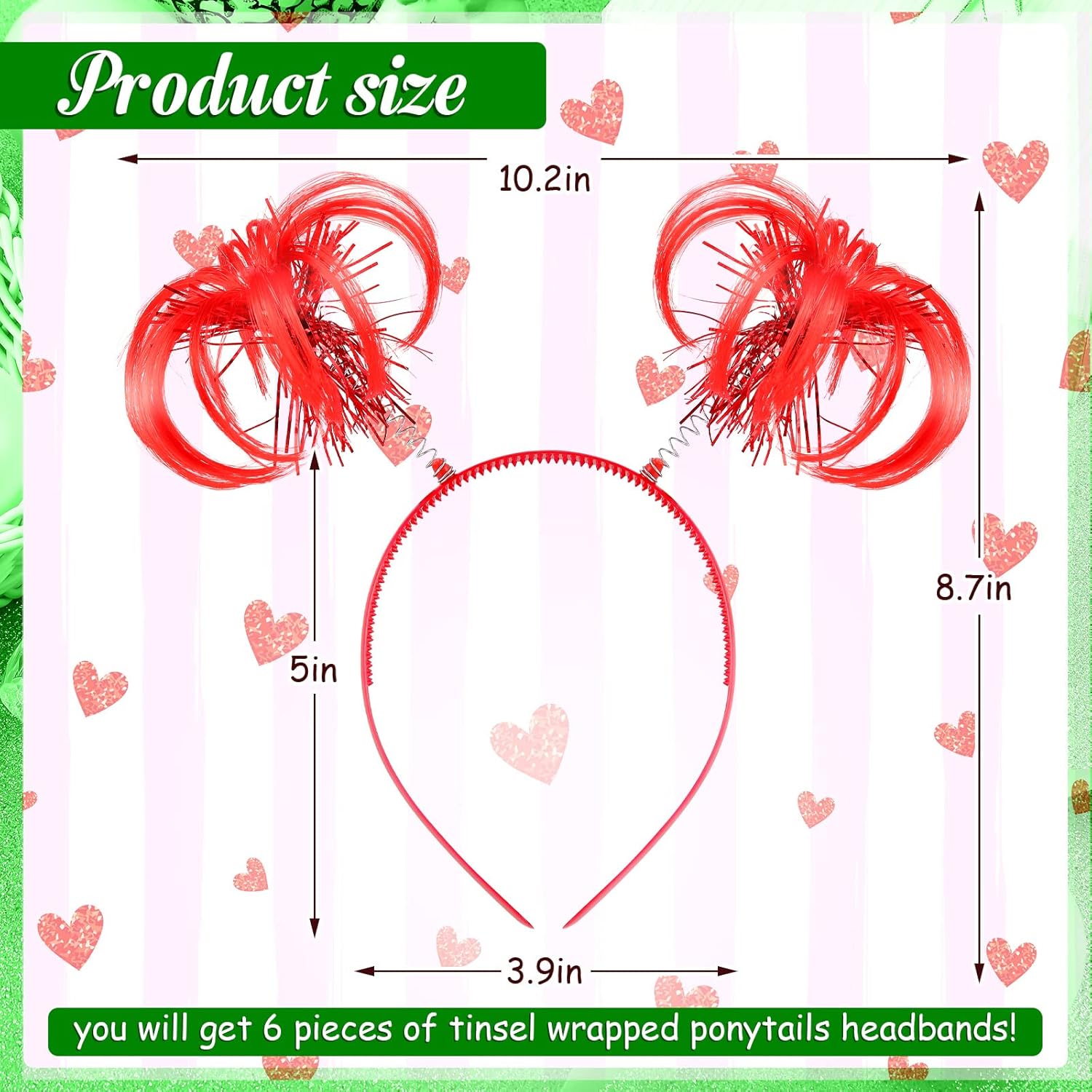 WILLBOND 6 Pcs Pom Pom Headbands Tinsel Wrapped Crazy Headwear Hair Accessories for Spirit Week Carnival Bachelorette - Image 2