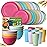 Teivio 32-Piece Kitchen Plastic Wheat Straw Dinnerware Sets, Service for 8, Dinner Plates, Dessert Plate, Cereal Bowls, Cups, Unbreakable Outdoor Camping Dishes Set,Colorful Hues