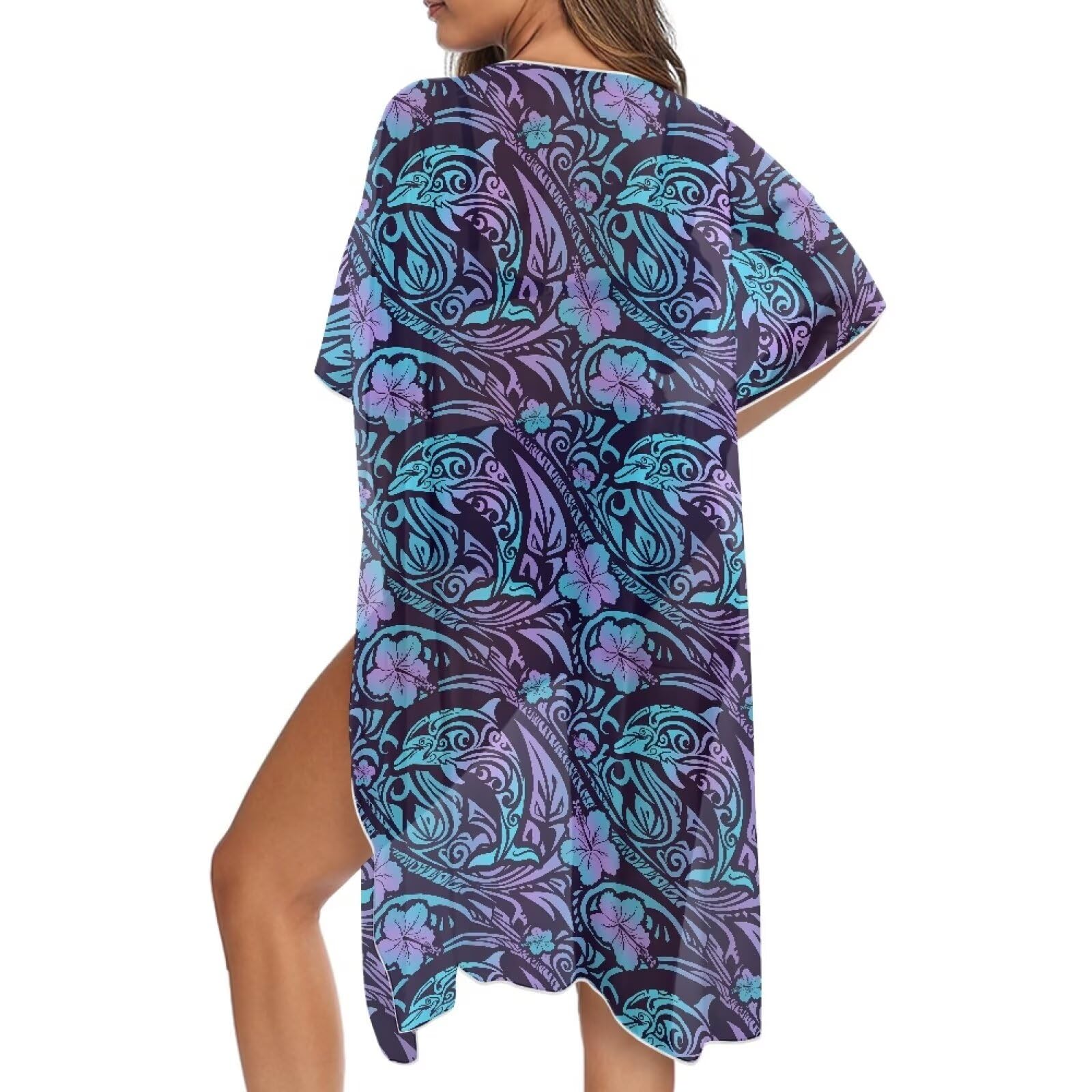 Irisjudy Womens Open Front Beach Bikini Coverup Colorful Swimsuits Kimono Boho Ethnic Loose Cardigan Bikini Cover Ups