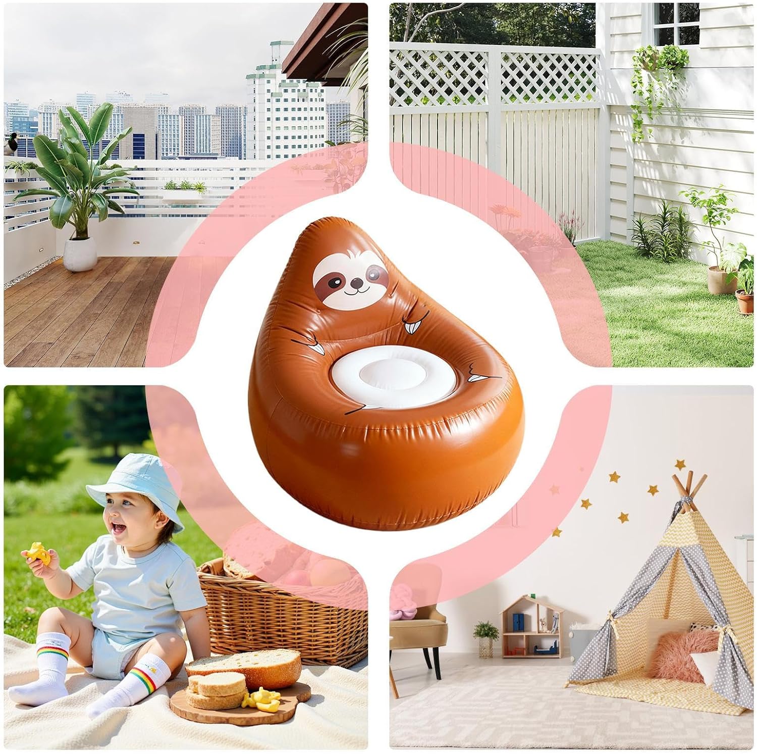 子供用インフレータブルソファ - 動物の形をした持ち運び可能な軽量シート | パティオソファ,子供向けアウトドア・キャンプ・パティオ