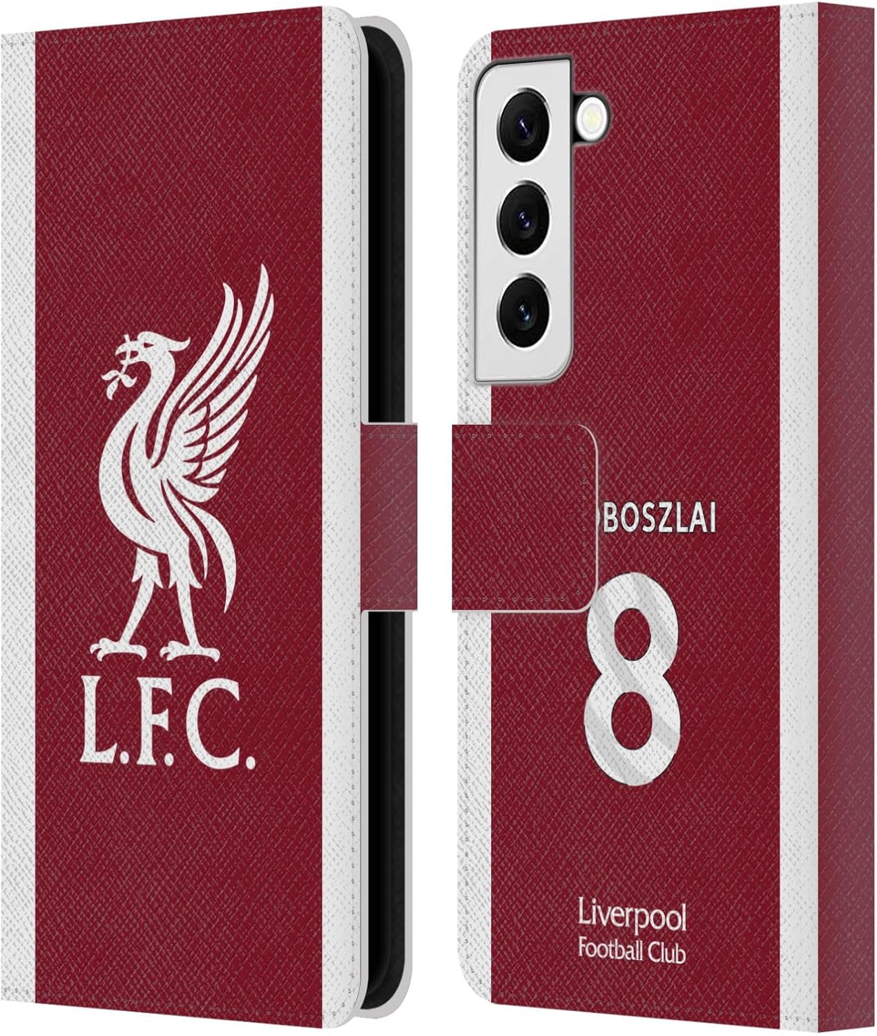 Head Case Designs Officially Licensed Liverpool Football Club Dominik Szoboszlai 2023/24 Players Home Kit Leather Wallet Case Compatible with Samsung Galaxy S22 5G