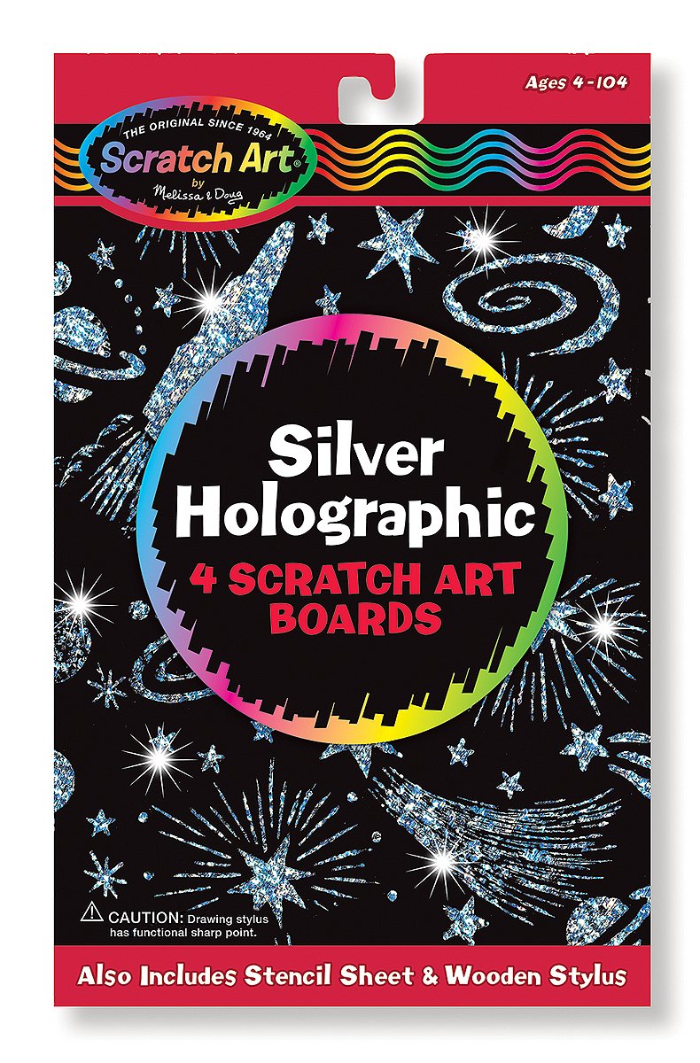 Buy Silver Holographic Scratch Art 4 Sheet Pack + Free Melissa & Doug