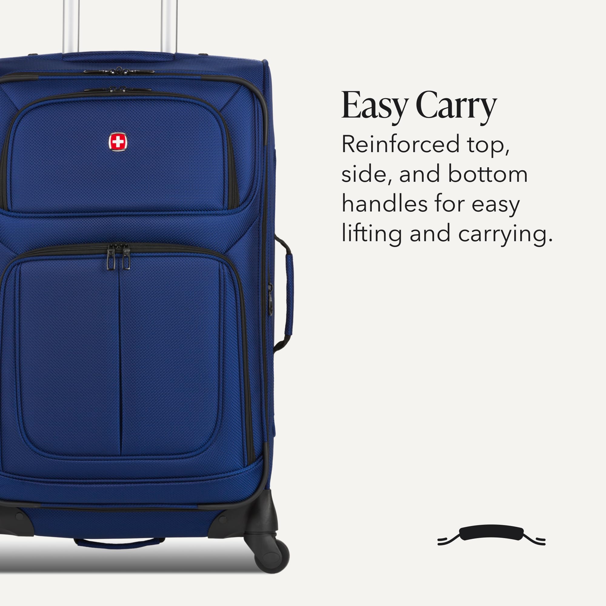 SWISSGEAR Sion Softside Expandable Spinner Luggage Durable Lightweight Travel Suitcase, Blue, Checked-Medium view 5