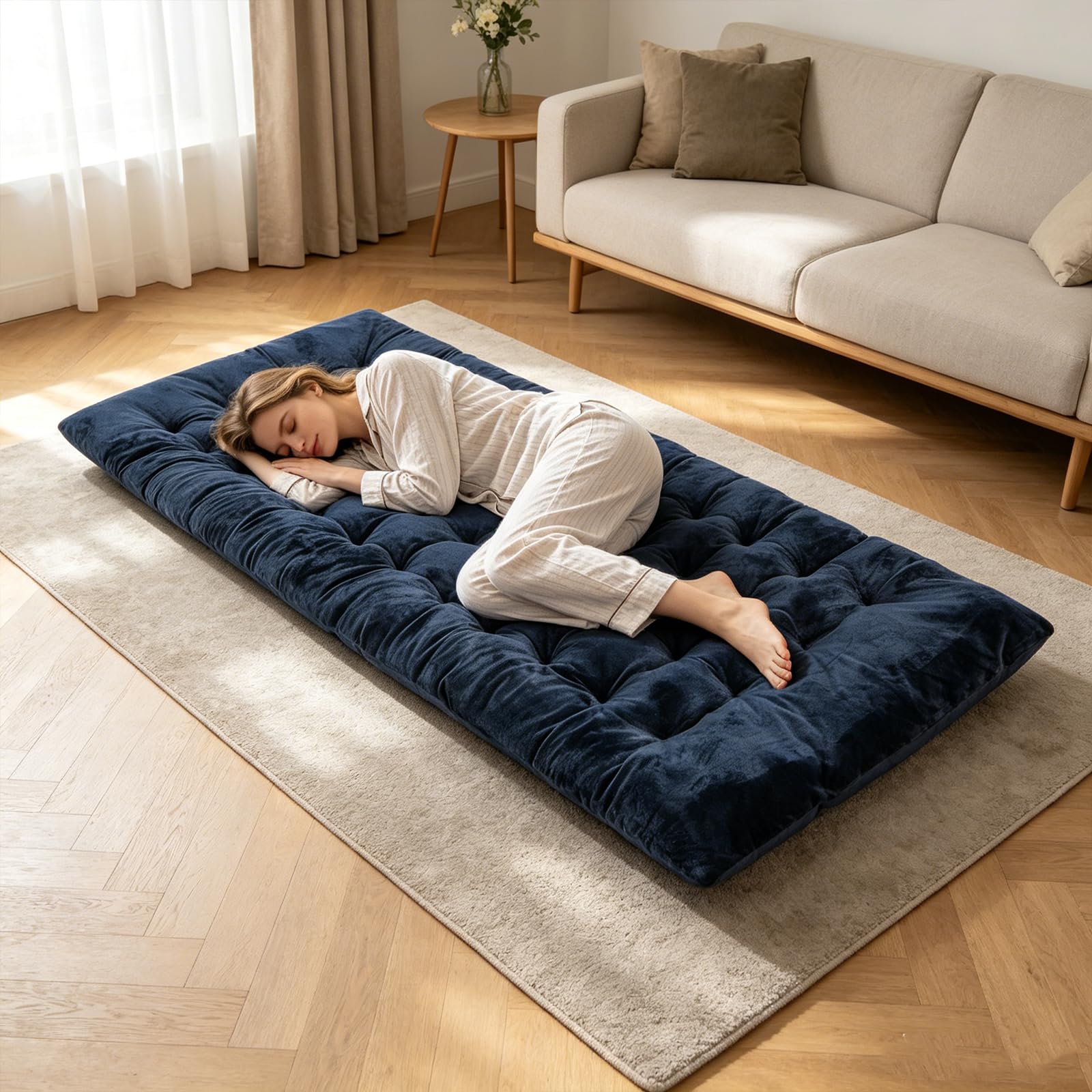 GYMAX Liegenauflage, 190 x 70 x 7 cm, Auflage Sonnenliege mit 4 Einstellband, Auflage Gartenliege, Feldbett Auflage für Deckchair, Gartenmöbel & Reisen