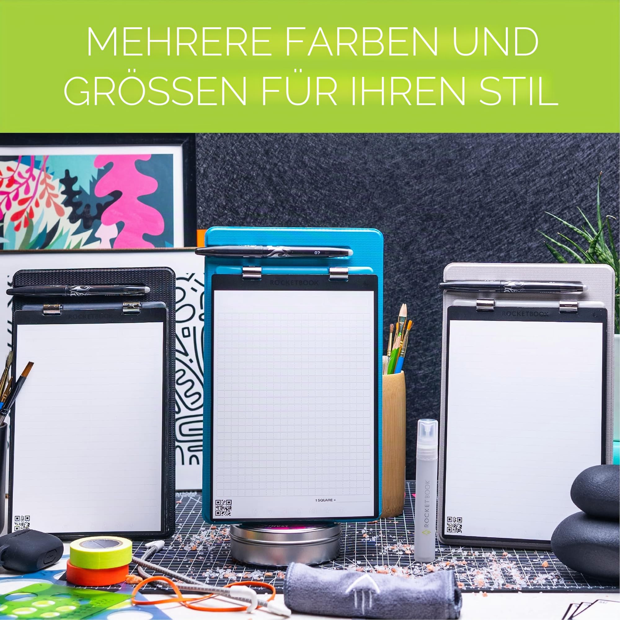 Rocketbook Kapselhülle für Orbitbriefe, 100% recycelbar, mit Stifthalter, Magnetverschluss und Innenaufbewahrung, Grau