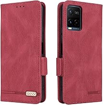 UPLAI Funda para Vivo Y21 / Vivo Y21s / Vivo Y33s, Carcasa de Cuero TPU con Tarjetas Cartera Soporte Plegable, Cubierta de Cierre Magnético Protección contra Golpes, Rojo