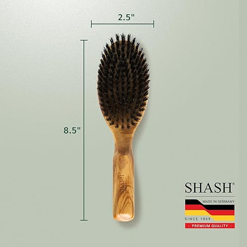 Miniatura 6 de SHASH Everyday 100% Boar Bristle Hair Brush - Made in Germany Suitable For Thin To Normal Hair, Firm, and Naturally Conditioning Enhance