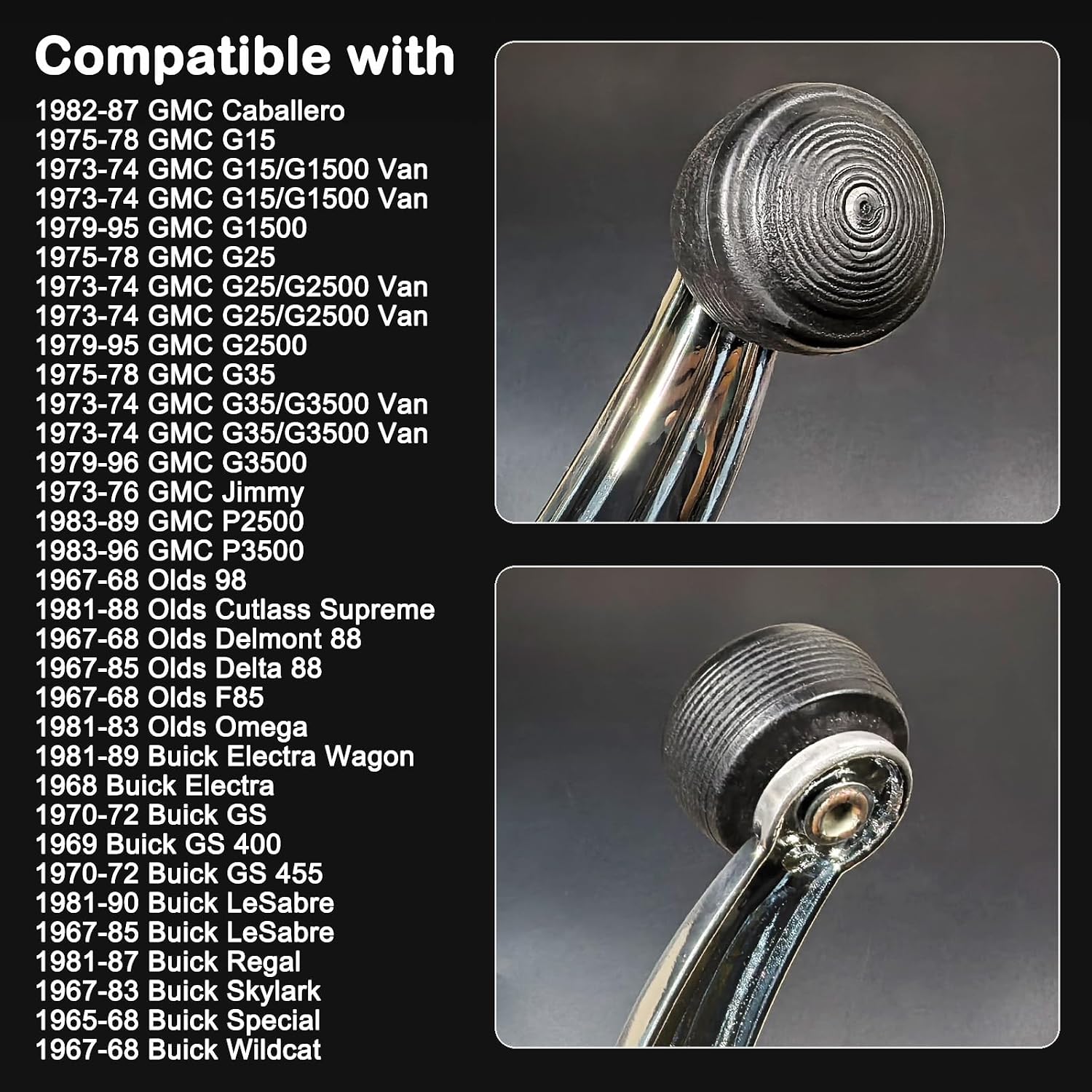 2Pcs Metal Window Crank Handle Driver & Passenger Compatible with 1965-1996 Buick, Oldsmobile, Chevrolet, GMC, Cadillac, Pontiac Models - OEM 1732326, 20348200, 76912 - Chrome