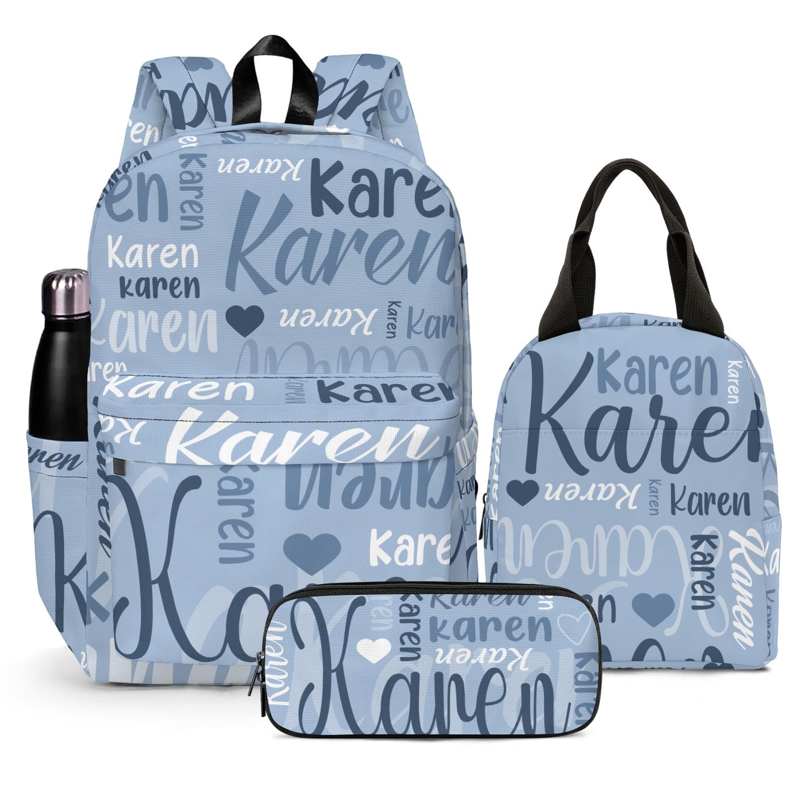 Coifrok Personalized Backpack for School, Girls Boys Kids Teen Name Bookbag Elementary School Backpack Set with Lunch Box and Pencil Case, Travel