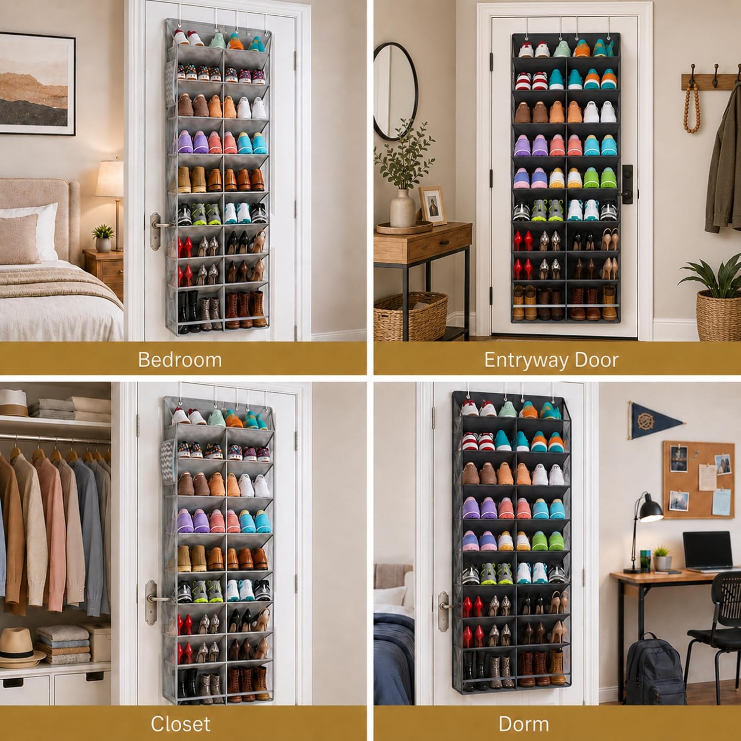 HOMELUX THEORY Hanging Shoe Organizer for Closet, 10-Tier, Light Gray